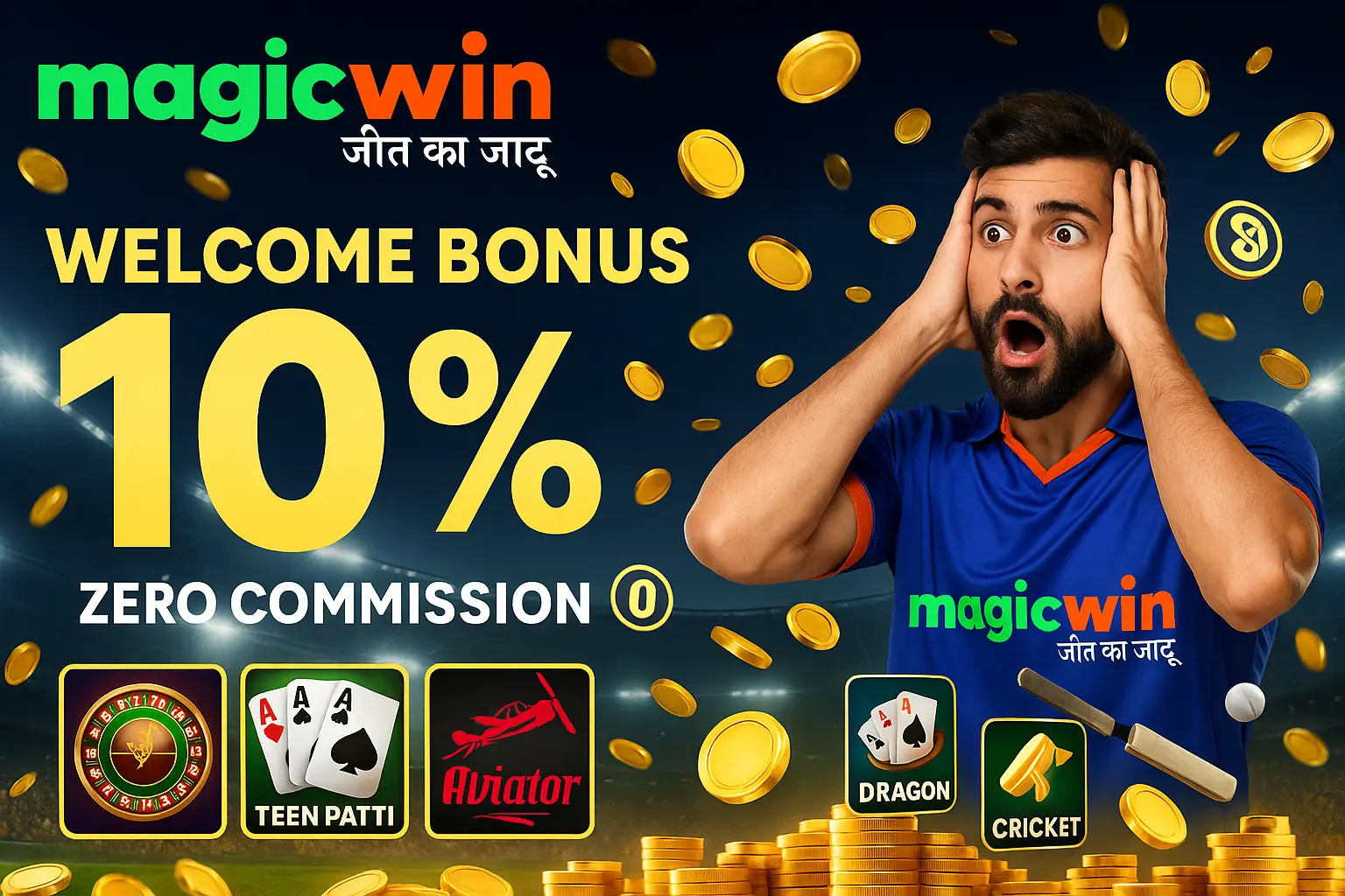 stadium background with raining coins