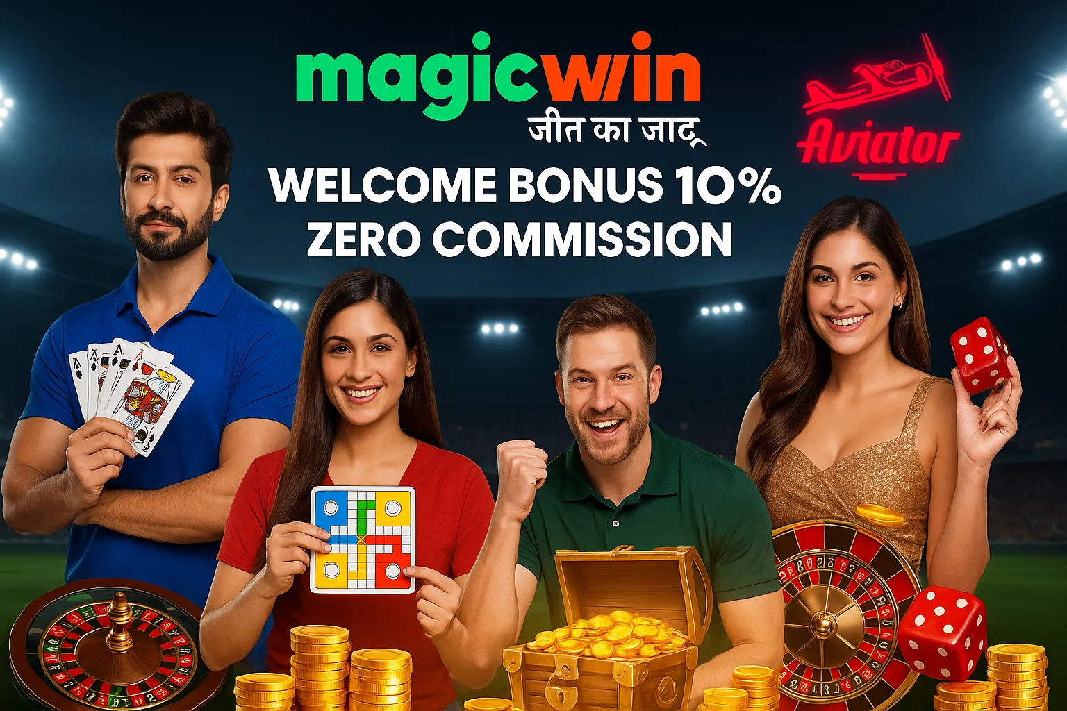 MagicWin no deposit bonus with 10% welcome bonus and zero commission in online betting.