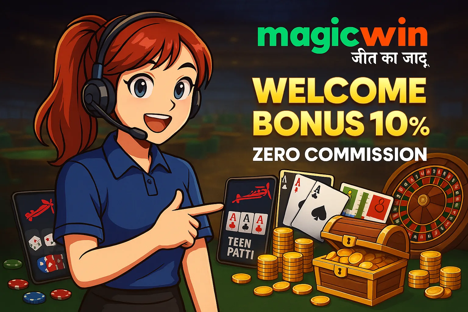 MagicWin promo code 2025 banner with online betting bonus offer.
