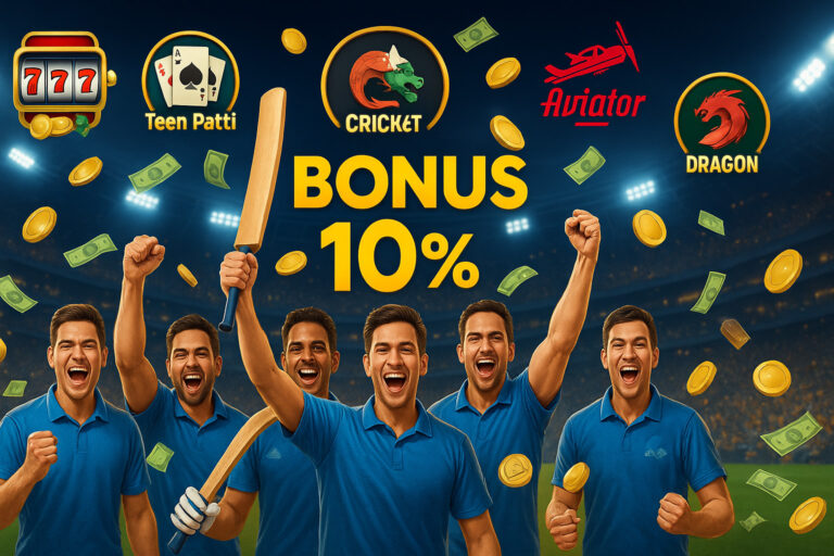 MagicWin 10% bonus with casino, teen patti, aviator, cricket, and dragon