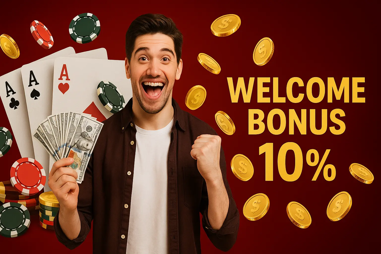 playing cards and casino welcome bonus 10% offer