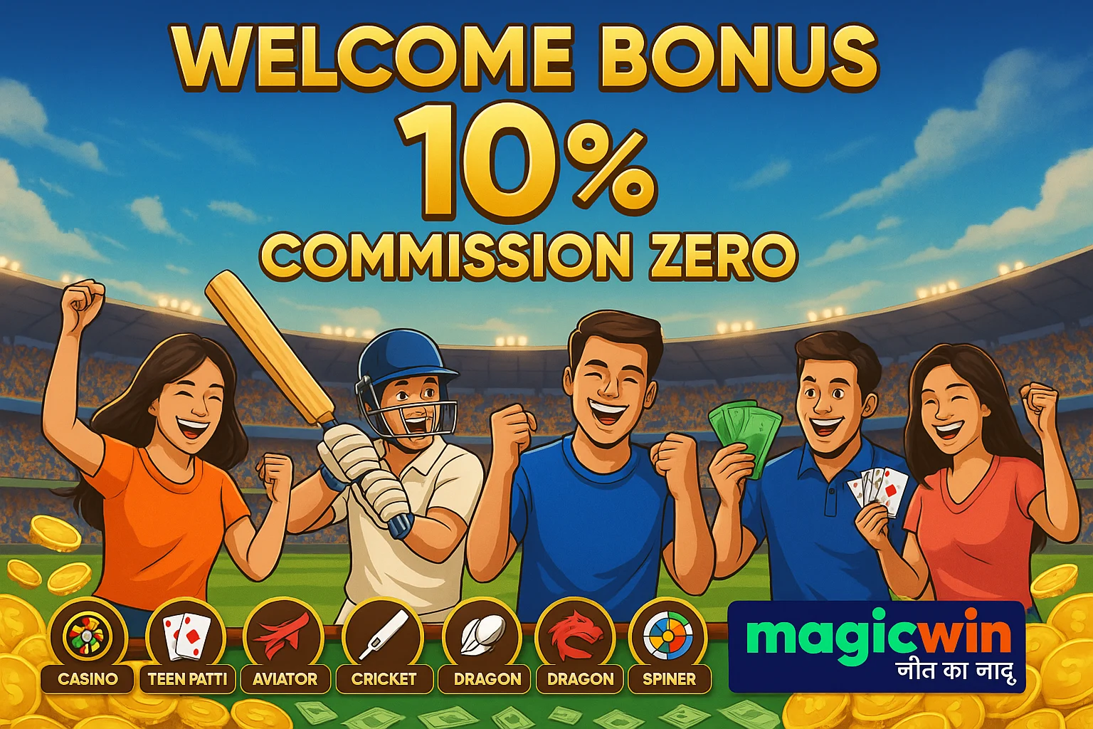 magicwin welcome bonus and commisson
