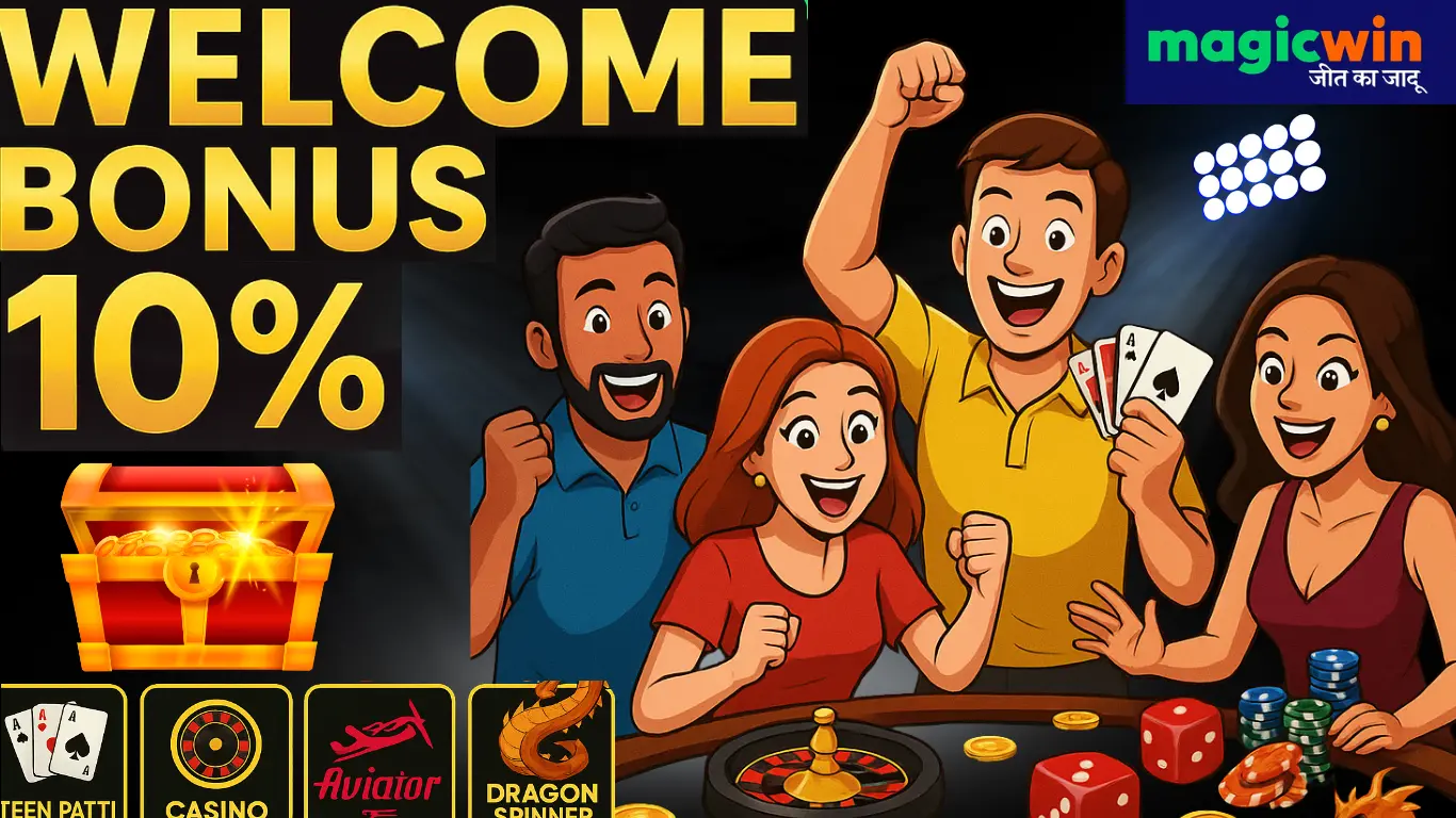 MagicWin welcome bonus 10% and commission zero
